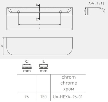 HEXA C-96 хромированная ручка GTV, современная