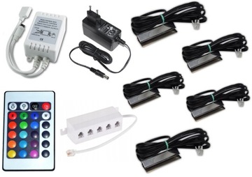 Zestaw 5X klipsy LED RGB podświetlenie mebli półek