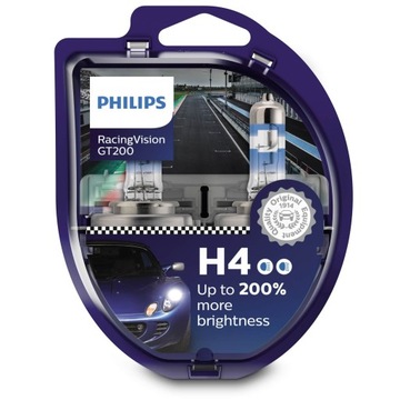 ŻARÓWKI PHILIPS H4 RACING VISION GT200 +200%