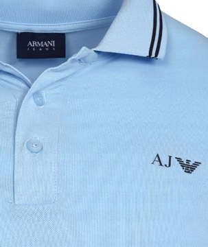 ARMANI - Błękitne Klasyczne Polo Męskie _ L