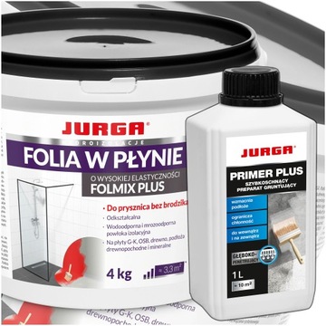 Folia w Płynie Hydroizolacja Mrozoodporna FOLMIX PLUS 4 kg + Grunt 1L JURGA