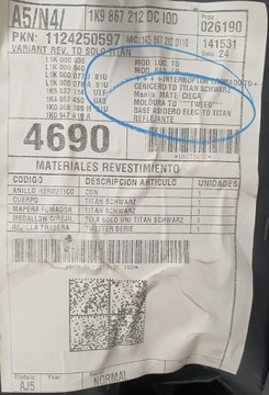 ОБИВКА ДВЕРИ СТОРОНЫ ЗАДНЕЙ СПРАВА, VW GOLF VI KOMBI