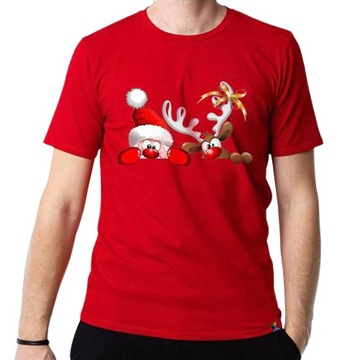 ŚWIĄTECZNY T-SHIRT MIKOŁAJ RENIFER BAWEŁNIANY M