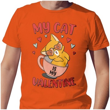 KOSZULKA T-SHIRT WALENTYNKI S KOT MY CAT IS MY VALENTINE PREZENT JAKOŚĆ