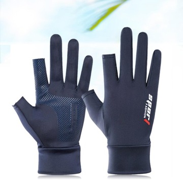 2x Rękawiczki rowerowe Ochrona UV Pełne palce Bez palców Nieniebieskie
