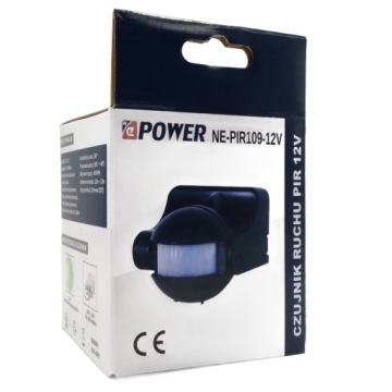 ДЕТЕКТОР ДВИЖЕНИЯ 12V PIR 180 LED СУМЕРЕЧНЫЙ ВЫКЛЮЧАТЕЛЬ ЧЕРНЫЙ