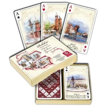 Karty do gry POLSKA AKWARELE komplet brydżowy 2x55