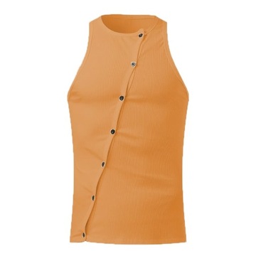 2023 Irregular Button Down Solid Color Tank Tops M