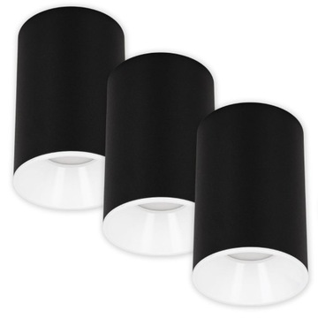 3x Oprawa sufitowa natynkowa HALOGENOWA GU10 Czarna biała LED SPOT LAMPA