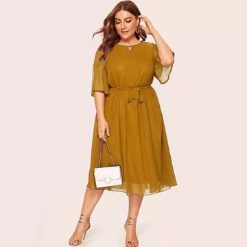 Summer Plus Size Dresses for Women Casual O Neck H