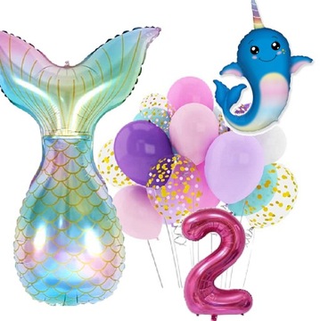 BALONY zestaw na urodziny 2 LATKA SYRENKA