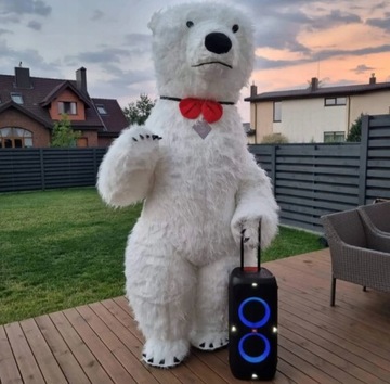 Большой надувной веер МЕДВЕДЯ Polar КОСТЮМ 2,6м ВЕЧЕРИНКИ Батарея + Халява