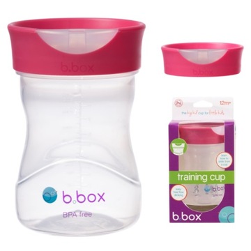 KUBEK TRENINGOWY B.BOX 240 ml do NAUKI PICIA DLA DZIECI 12+ malinowy