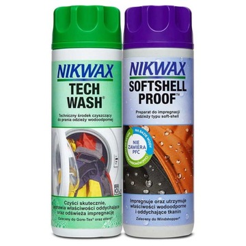 Zestaw do pielęgnacji softshellu Nikwax Twin Softshell / Tech Wash 300ml