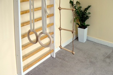 Гимнастическая лестница MEGA комплект PULL 220х80, брус, кольца, веревка