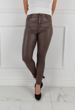 БРЮКИ ЖЕНСКИЕ ВОШЕННОЙ КОЖИ С ФОРМИРОВАННЫМИ ПУГОВИЦАМИ