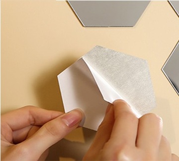 Зеркало декоративное, шестигранное, сотовое, большое, серебристое, шестигранное, акрил, 12 шт.