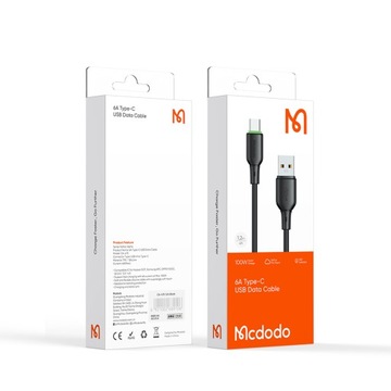 КАБЕЛЬ MCDODO USB-C ДЛЯ БЫСТРОЙ ЗАРЯДКИ ДЛЯ SAMSUNG XIAOMI TYPE C 6A 100W 1M LED