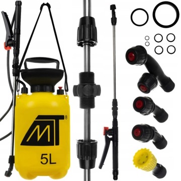 Опрыскиватель высокого давления, 5 л, садовый, ручной, 4 насадки, длинное копье, 70 см
