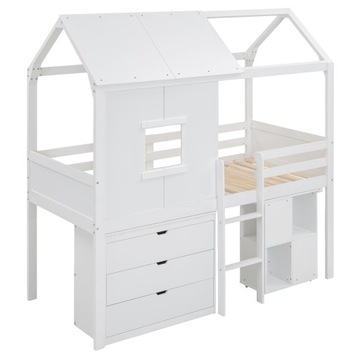 Кровать-чердак 90*200см, детская кровать для дома, выдвижной стол, три ящика