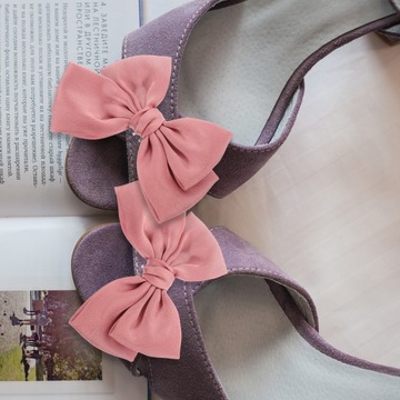 Зажимы для обуви на высоком каблуке, съемные подвески, розовый бантик.