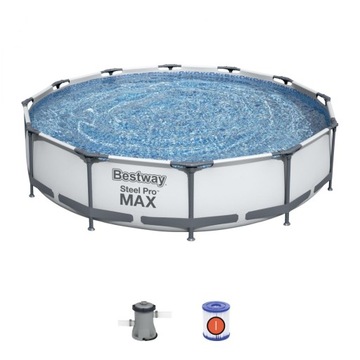 BASEN RODZINNY STELAŻOWY BESTWAY 366x76 cm ZESTAW OGRODOWY FILTR + POMPA