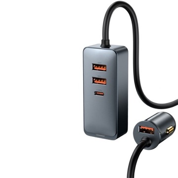 Быстрое автомобильное зарядное устройство Baseus, 3 порта USB-A, USB-C, мощный блок питания PD мощностью 120 Вт.