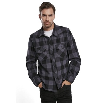 Košeľa s dlhým rukávom BRANDIT Check Shirt Black-Grey 3XL