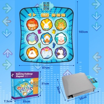 МУЗЫКАЛЬНЫЙ ТАНЦЕВАЛЬНЫЙ КОВРИК ДЛЯ ДЕТЕЙ С ПОДСВЕТКОЙ 4 РЕЖИМА ИГРЫ СВЕТОДИОДНЫХ СВЕТОДИОДОВ