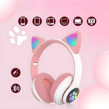 БЕСПРОВОДНЫЕ НАУШНИКИ ДЛЯ ДЕТЕЙ B39 С BLUETOOTH УШАМИ RGB CAT EARS