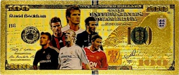 BECKHAM Pozłacany Banknot Kolekcjonerski z PCV GADŻET DLA FANA PREZENT