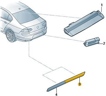 ODBLASK ZDERZAKA TYŁ PRAWY VW PASSAT B8 OE