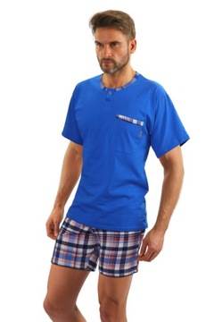 МУЖСКАЯ ПИЖАМА С РУКАВАМИ KR JASIEK – ТЕМНО-СИНЯЯ, 2XL SESTO SENSO