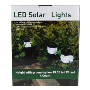 СОЛНЕЧНЫЕ САДОВЫЕ ФОНАРИ LED ПЛАСТИКОВЫЕ НАБОР 4 ШТ./КОМПЛЕКТ ЧЕРНЫЕ СОЛНЕЧНЫЕ