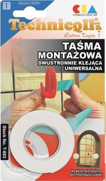 Taśma dwustronna montażowa 19mm/1,5m TECHNICQLL
