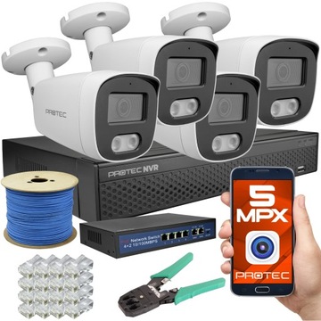 CYFROWE 4 KAMERY IP 5MEGA NA SKRĘTKĘ SWITCH POE