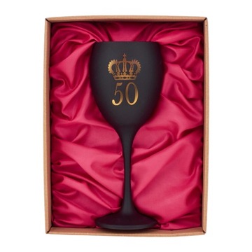 KIELISZEK DO WINA SATYNA GOLD CZERNY KIELICH NA URODZINY `GRAWER 50 LAT