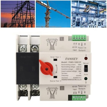 ДВОЙНОЙ АВТОМАТИЧЕСКИЙ ВЫКЛЮЧАТЕЛЬ ПИТАНИЯ ФОТОЭЛЬТАТИЧЕСКИЙ 100A AC 220V 2P