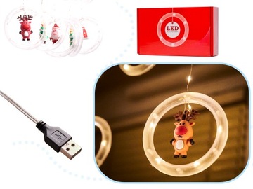 Lampki LED kurtyna z figurkami 3m 125LED biały