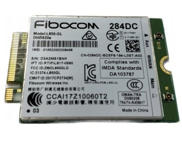 DELL MODEM WWAN LTE 284dc L850-GL DW5820e