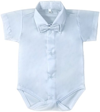 KOSZULOBODY + MUSZKA białe wizytowe 86 cm Chrzest