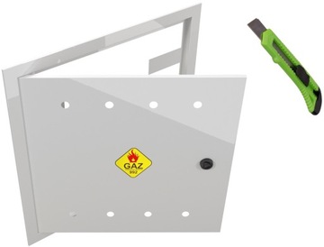 DRZWICZKI I RAMKA SKRZYNKA GAZOWA 500x500 BIAŁA GAZ SZAFKA + NÓŻ GRATIS