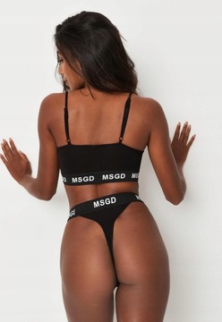 M2B021 Missguided MISSGUIDED CZARNE DŻERSEJOWE STRINGI Domyślna jmc