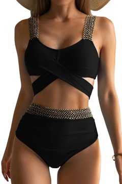 STRÓJ KĄPIELOWY DAMSKI BIKINI ELEGANCKI WYSOKI STAN