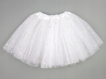 *ЮБКА ИЗ ТЮЛЯ ЮБКА-ПАЧКА 30см БЕЛАЯ со ЗВЕЗДАМИ