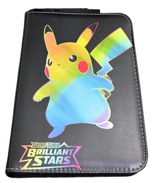 Папка для альбома Pikachu Pokemon, 400 карточек, БЕСПЛАТНЫЙ подарок, 10 блестящих карточек