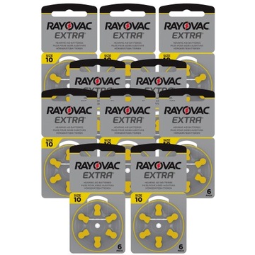 60x Baterie Słuchowe RAYOVAC 10 MF PR70 ZincAir