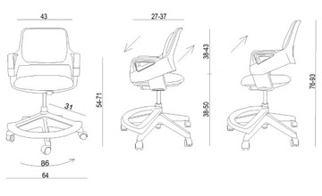 Детский стул ROOKEE BLACK, регулируемый, 4-14 лет