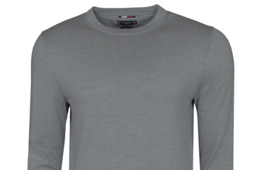 TOMMY HILFIGER sweter męski, wełniany, siwy, XXL