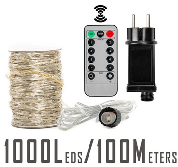Микропроводные лампы 1000LED 100 МЕТРОВ, пульт дистанционного управления